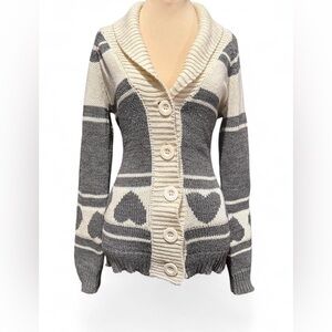 Forever 21 y2k cozy heart patterned cardigan sweater
